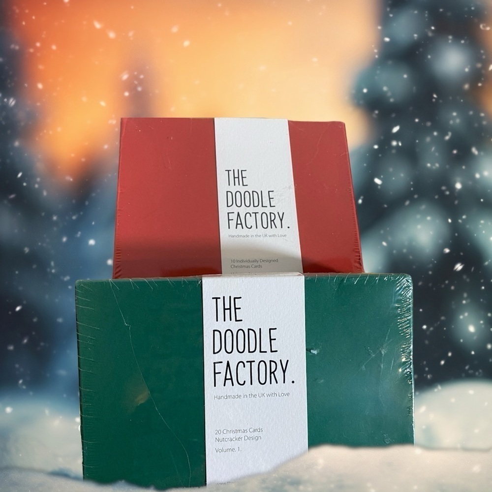 THE DOODLE FACTORY Handmade in UK Christmas Cards 2 boxes NEW IN BOX SEALED